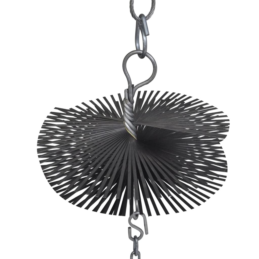 Vidaxl Round Chimney Cleaning Brush Kit-5.9" Diameter- Resistant Steel Wire Brush With Chain-Attached Ball And Thread- Durable Fireplace And Chimney Cleaning Tools